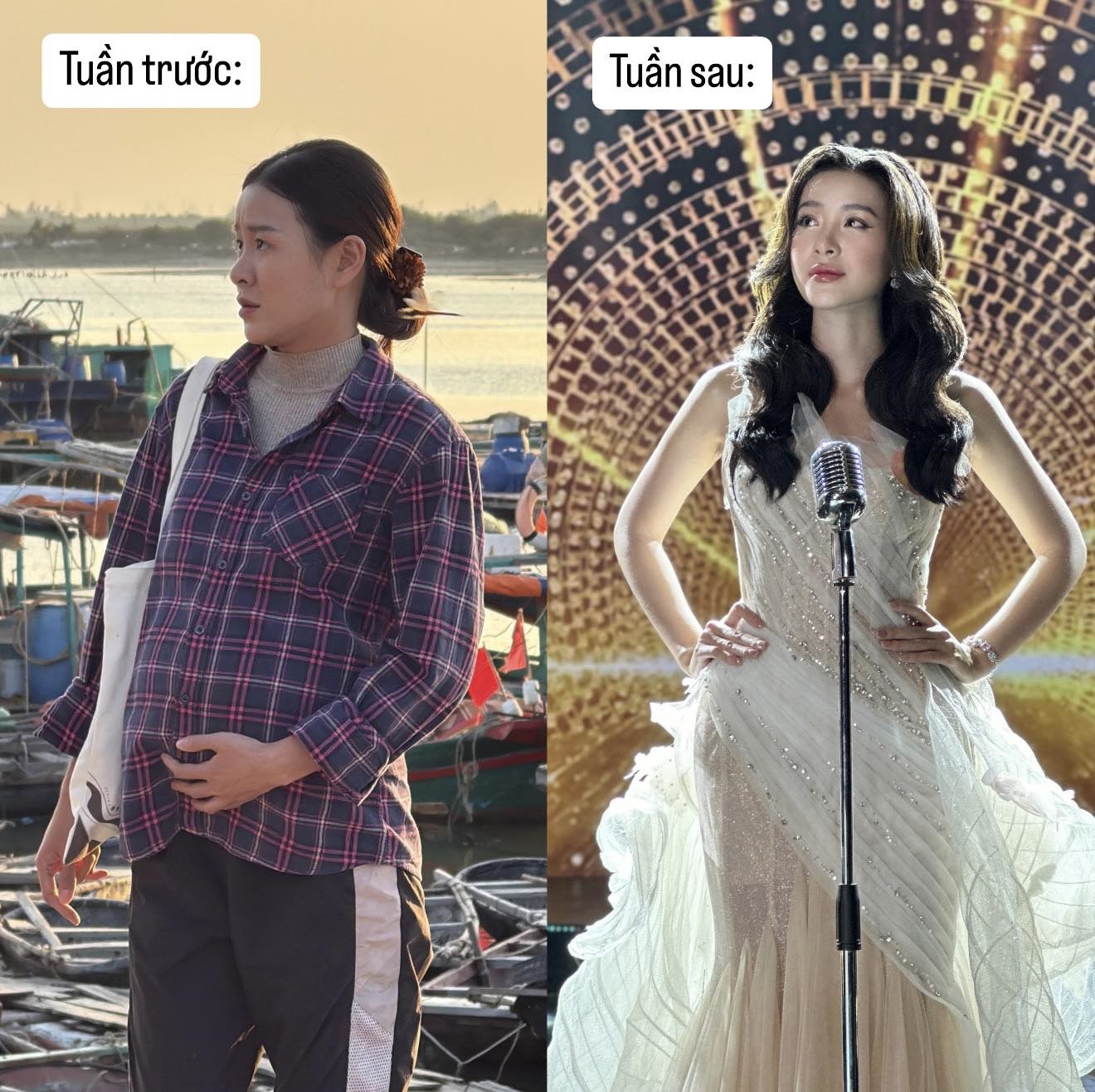 Trước đó, Trang Emma đóng vai cô gái bán cá lam lũ nhưng lại được yêu thích hơn