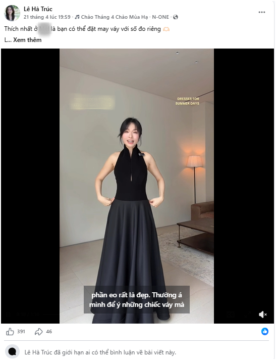 Động thái mới nhất của Hà Trúc là giới hạn bài đăng. Ảnh chụp hình. 