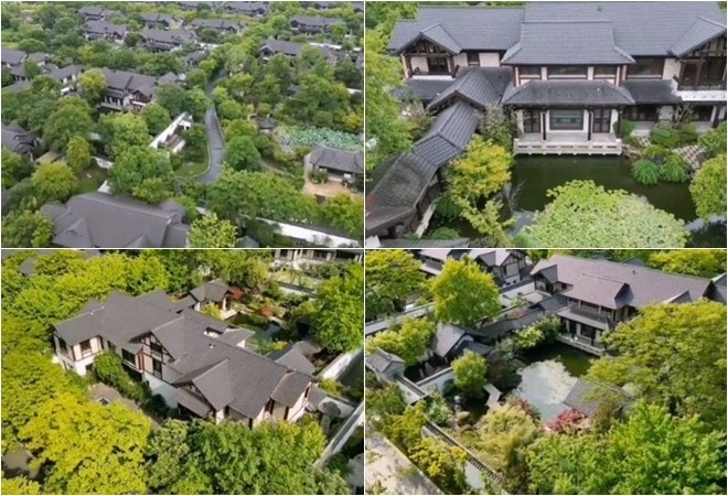 Hình ảnh căn biệt phủ của gia đình cô từ trên cao