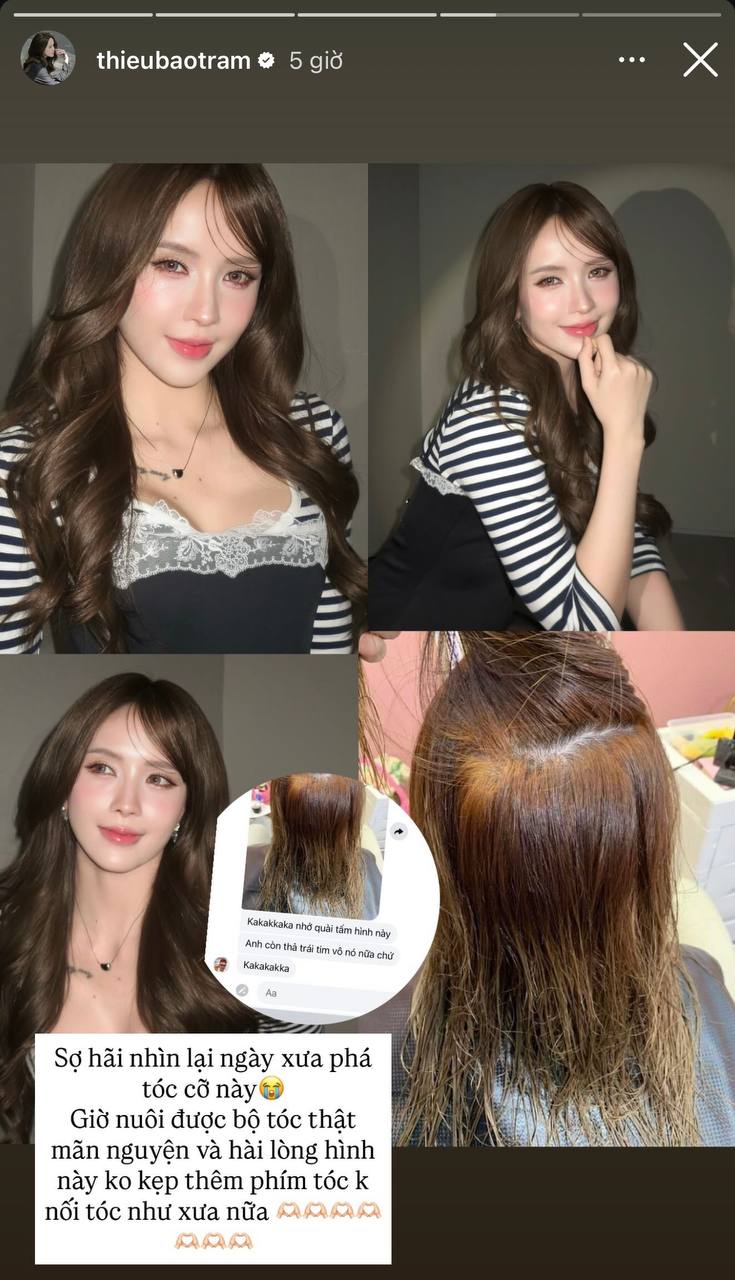 Thiều Bảo Trâm công khai mái tóc hư tổn, thừa nhận sợ hãi với độ phá tóc trong quá khứ. (Ảnh: Instagram)