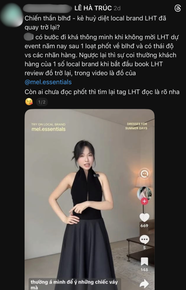 Bài đăng chỉ trích Mel Essentials coi thường khách hàng vì dung thứ cho Lê Hà Trúc (Ảnh chụp màn hình).