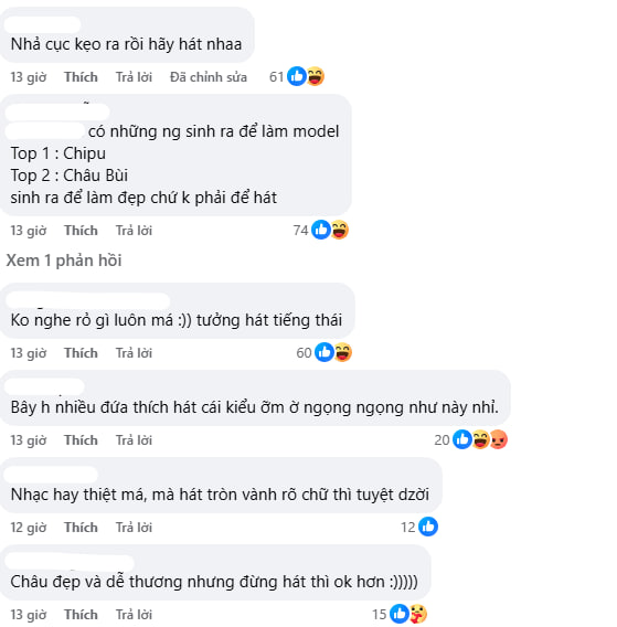 Khuyết điểm lớn nhất khiến người nghe tiếc nuối là cách phát âm và kỹ năng thanh nhạc chưa thực sự vững vàng của Châu Bùi (Ảnh cap màn hình)