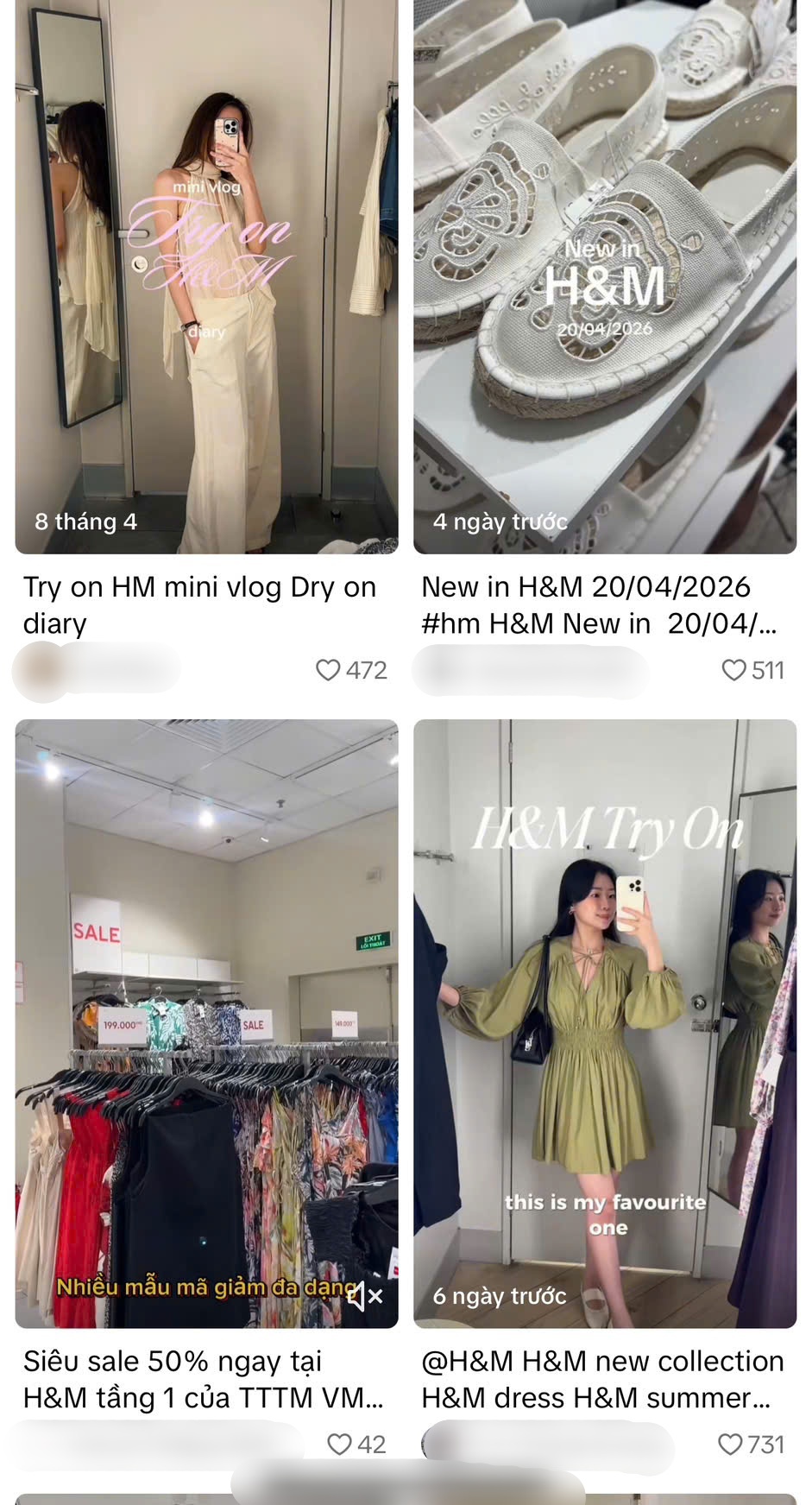 Các content try-on đồ của H&M vẫn nhận được sự quan tâm. (Nguồn: TikTok)