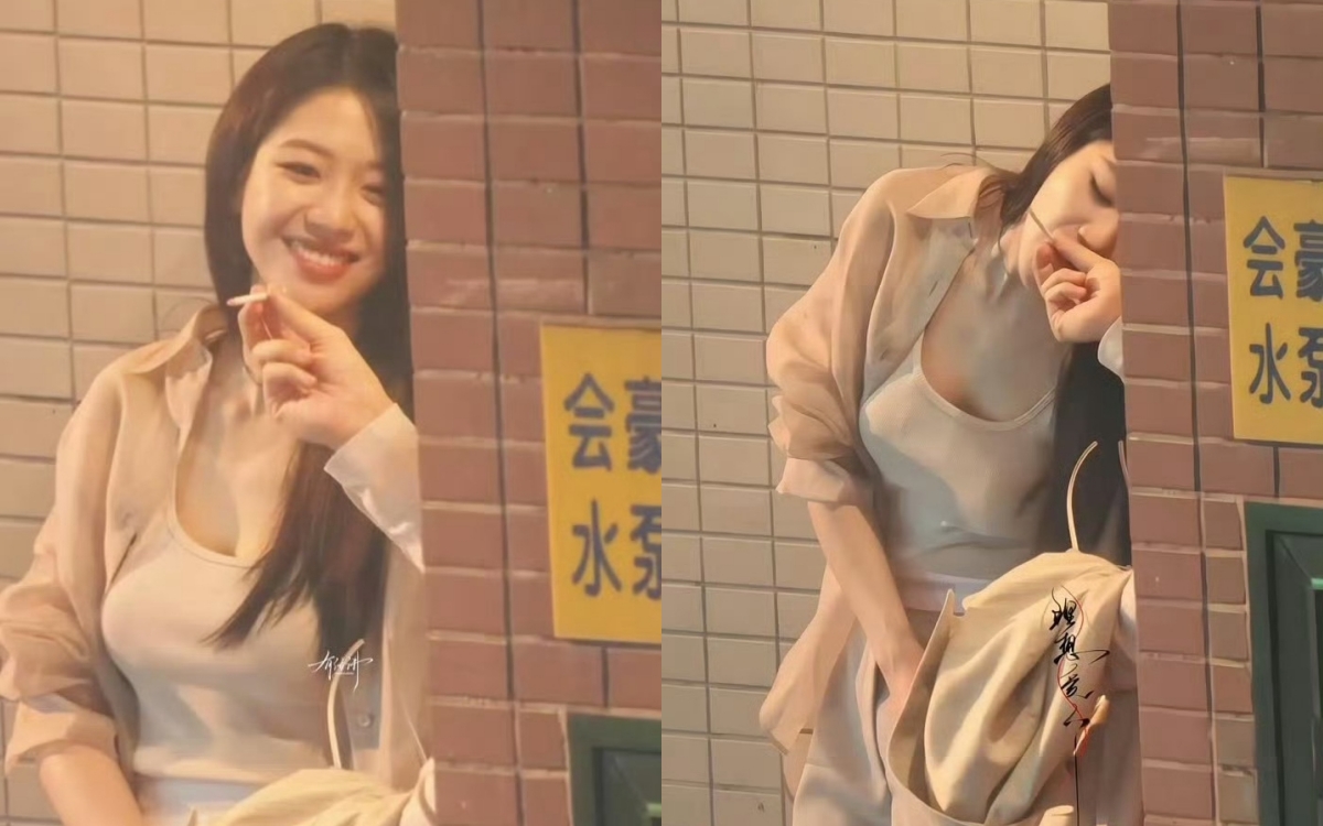 Cảnh hút thuốc lá viral cực mạnh trên mạng xã hội của Hướng Hàm Chi trên phim trường Tình Yêu Từ Từ cách đây không lâu.