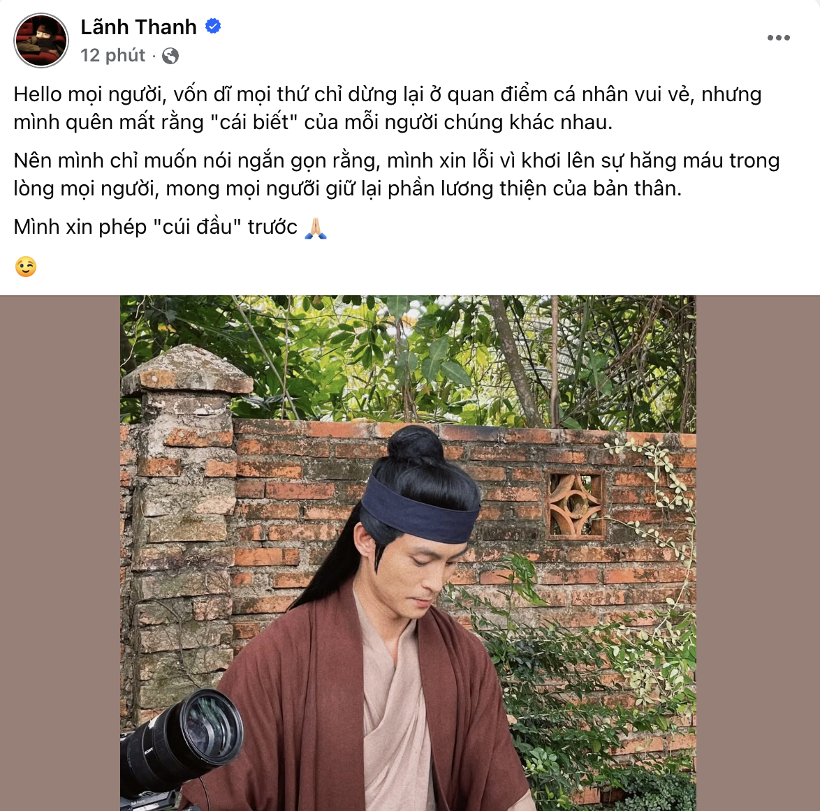 Nam diễn viên có động thái mới trên trang cá nhân sau bài đăng gây tranh luận