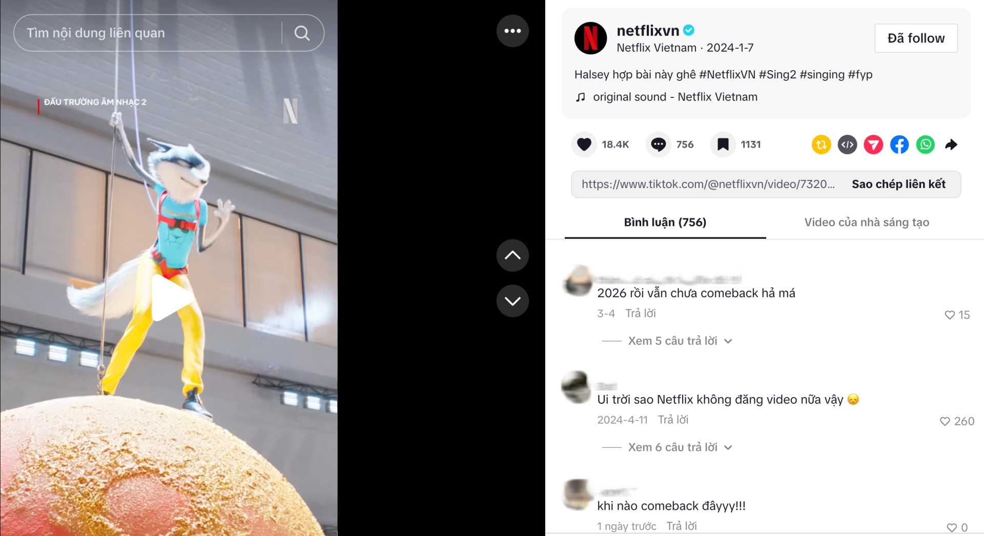 TikTok của Netflix Việt Nam, từng thu hút nhiều tương tác, đã không còn hoạt động từ tháng 1/2024 
