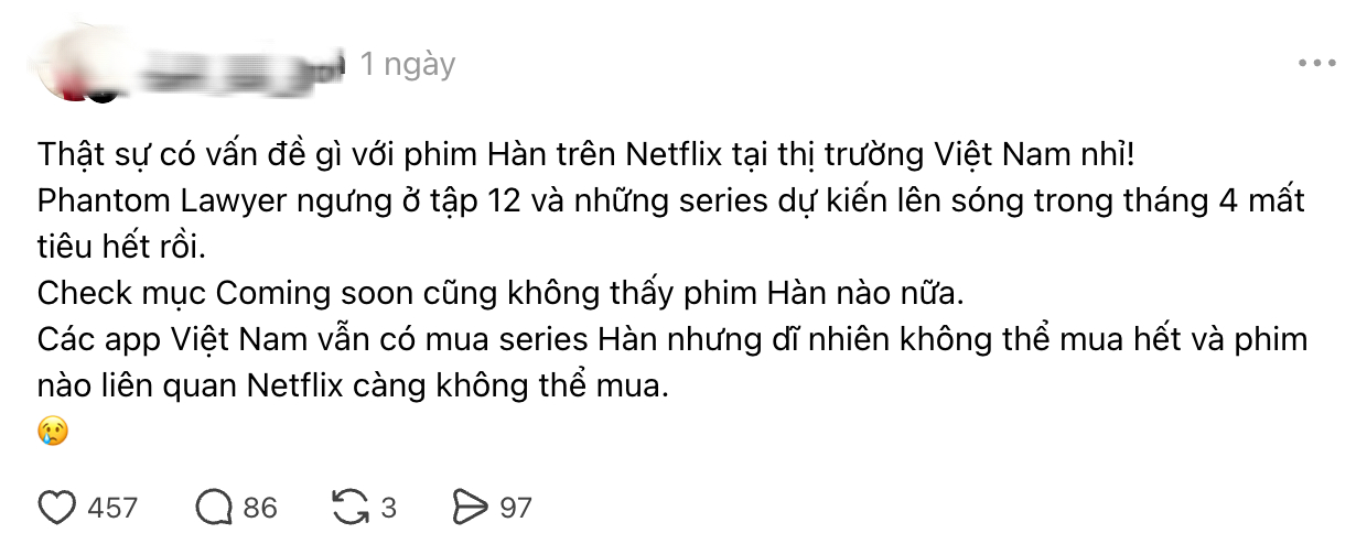 Netflix Việt Nam đang cập nhật rất chậm hoặc đang ngừng cập nhật phim trên nền tảng, đặc biệt là phim châu Á