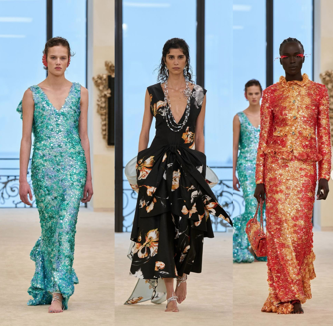 Không khí chung của BST là bờ biển, đại dương nhưng không theo kiểu dễ đoán, mà pha thêm yếu tố hơi thần thoại với motif sao biển, sinh vật biển, tiên cá,…