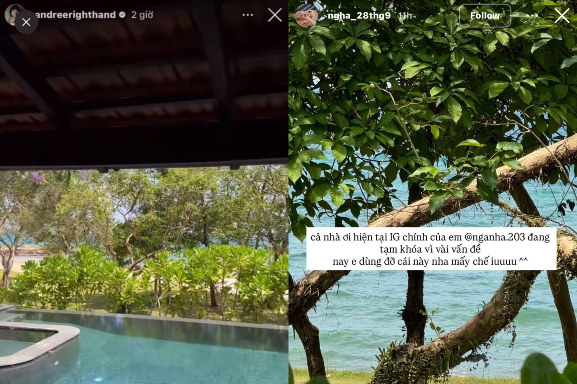 Việc Andree và Hà Môi cùng đi biển và check-in view na ná nhau khiến cư dân mạng bán tín bán nghi