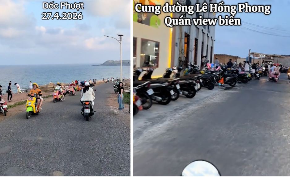 Nhiều điểm check-in nổi tiếng như bãi tắm Bưu Điện, Dốc Phượt, bờ kè làng chài hay cung đường Lê Hồng Phong đều chen kín du khách. Nguồn: Camophuquy, Phquytour3k, Longxidau.phuquy