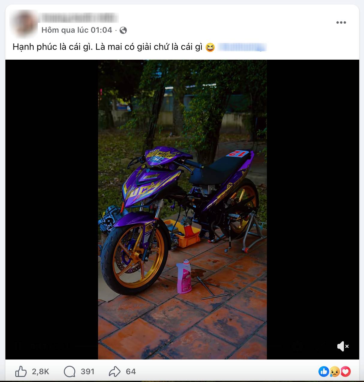 Bài đăng cuối cùng trên trang cá nhân của H.