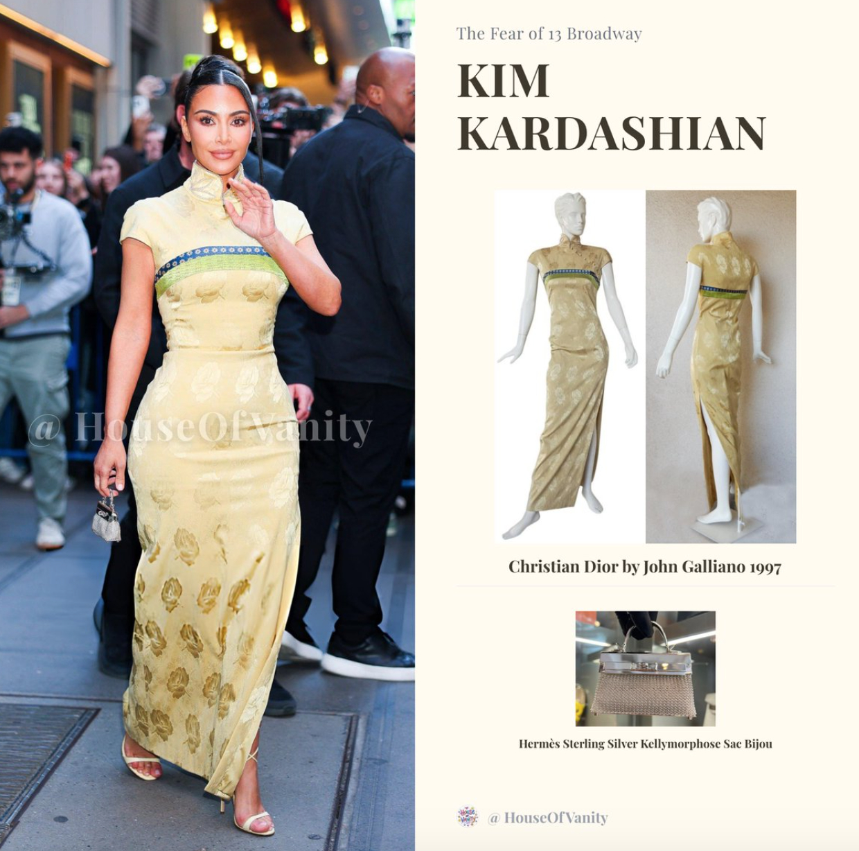   Kim Kardashian cũng vừa gây sốt khi xuất hiện trên đường phố New York với chiếc váy archive nằm trong BST Xuân/Hè Dior 1997 do NTK John Galliano thực hiện.  