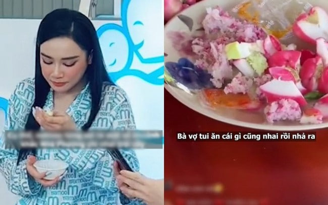 Nhã Phương chỉ nhai chứ không nuốt để giữ dáng.