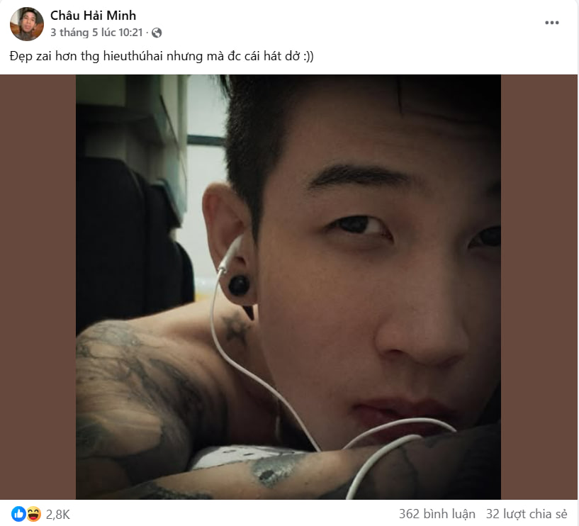 Dế Choắt mỉa mai HIEUTHUHAI trên trang cá nhân