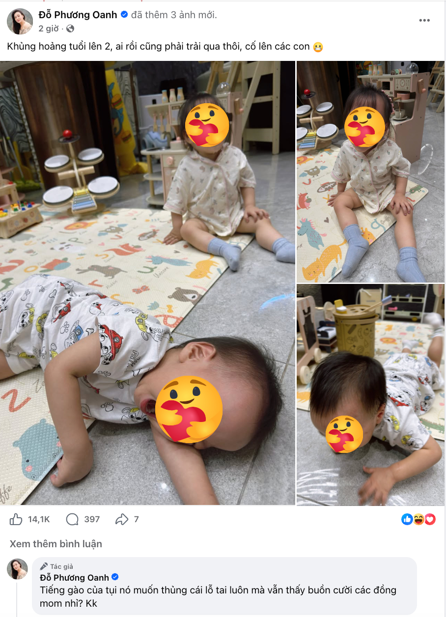 Phương Oanh chia sẻ khoảnh khắc đáng yêu của 2 nhóc tỳ song sinh 