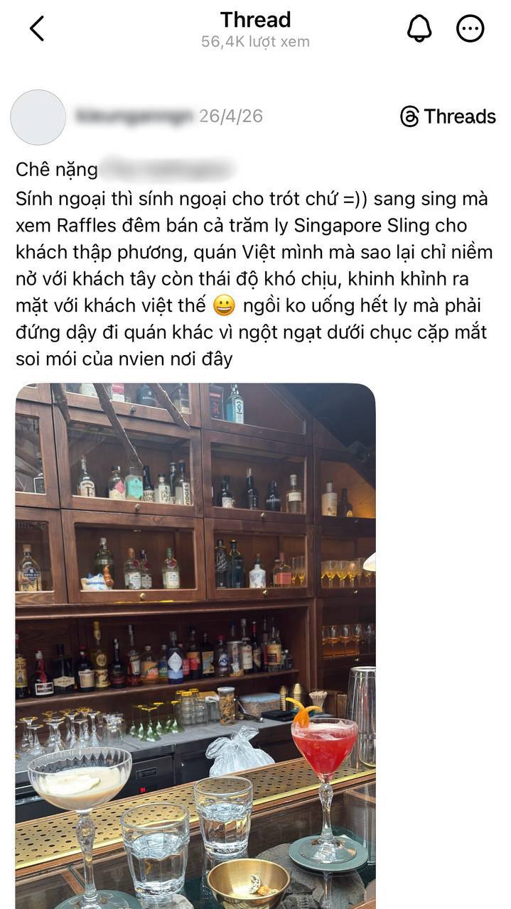 Một tài khoản đăng tải bài viết bày tỏ sự bức xúc sau khi trải nghiệm tại quán bar T.H. Ảnh: Chụp màn hình