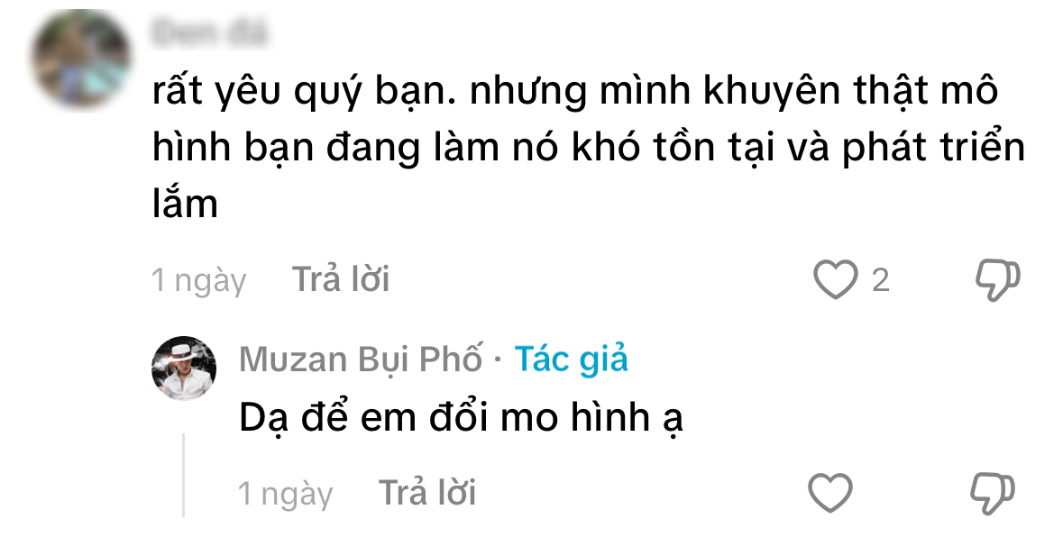 Anh chàng cũng lắng nghe những góp ý từ netizen, có khả năng sẽ chuyển đổi mô hình trong tương lai. Ảnh chụp màn hình.
