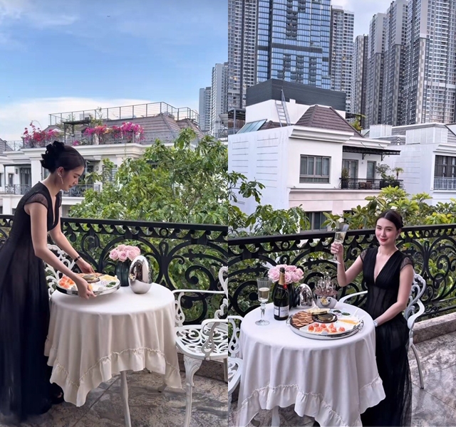 Nội trợ kiểu “phú bà” Ngọc Loan: Đeo tạp dề Versace, dùng nồi gang 10 triệu/ chiếc, ngồi ăn ngắm trọn Landmark 81 