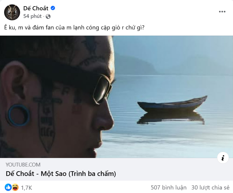 Dế Choắt tung bản rap nhắm thẳng vào HIEUTHUHAI