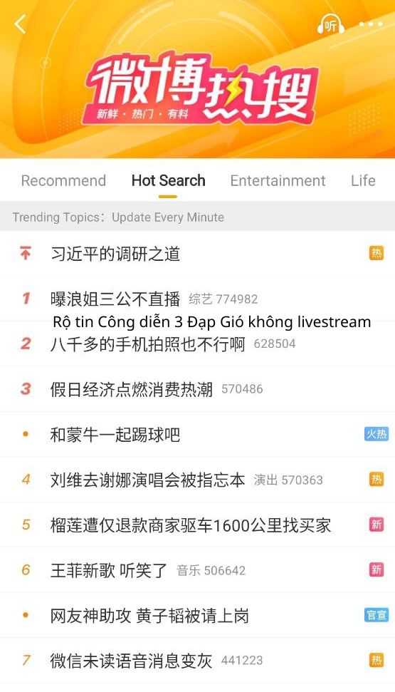 Từ khóa về việc hoãn phát sóng ngay lập tức leo lên hot search