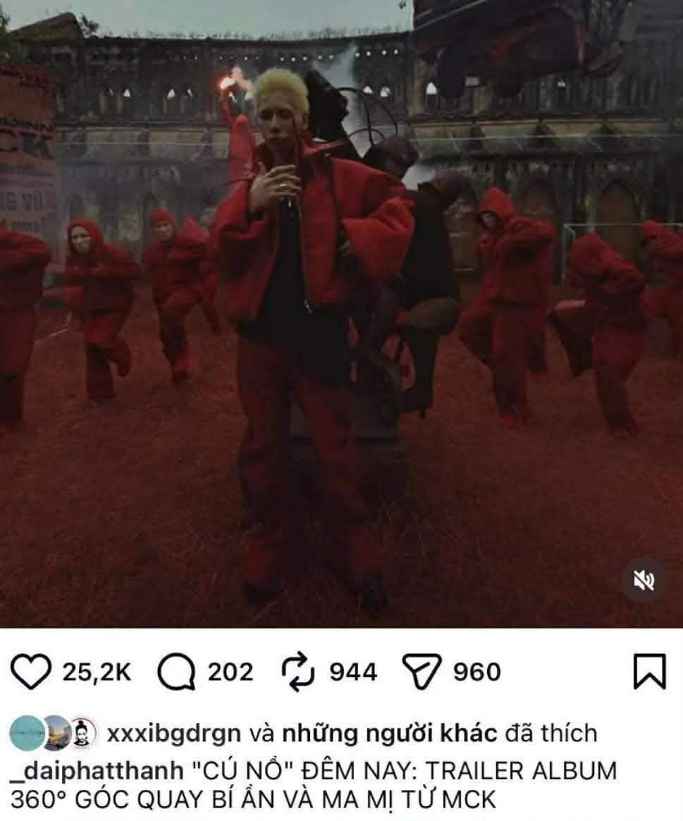 G-DRAGON like bài đăng về teaser album của MCK