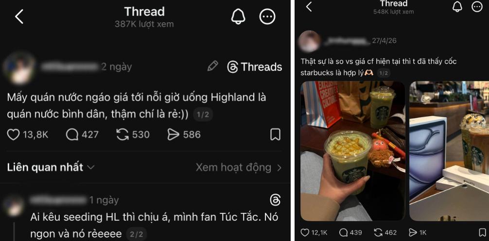 Cuộc tranh cãi về giá cà phê ở thời điểm hiện tại đang dậy sóng trên MXH. Đa phần cho rằng với mức giá từ 70-80.000 đồng/cốc thì Highlands và Starbucks dần trở nên hợp lý. Ảnh: Chụp màn hình