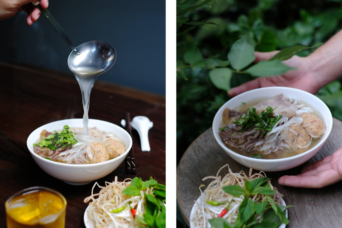 Nước lèo tại O Kay để có được độ trong và thanh ngọt phải trải qua 10 tiếng đồng hồ hầm xương, đun nấu và nêm nếm kỹ lưỡng (Ảnh: Bún bò O Kay)