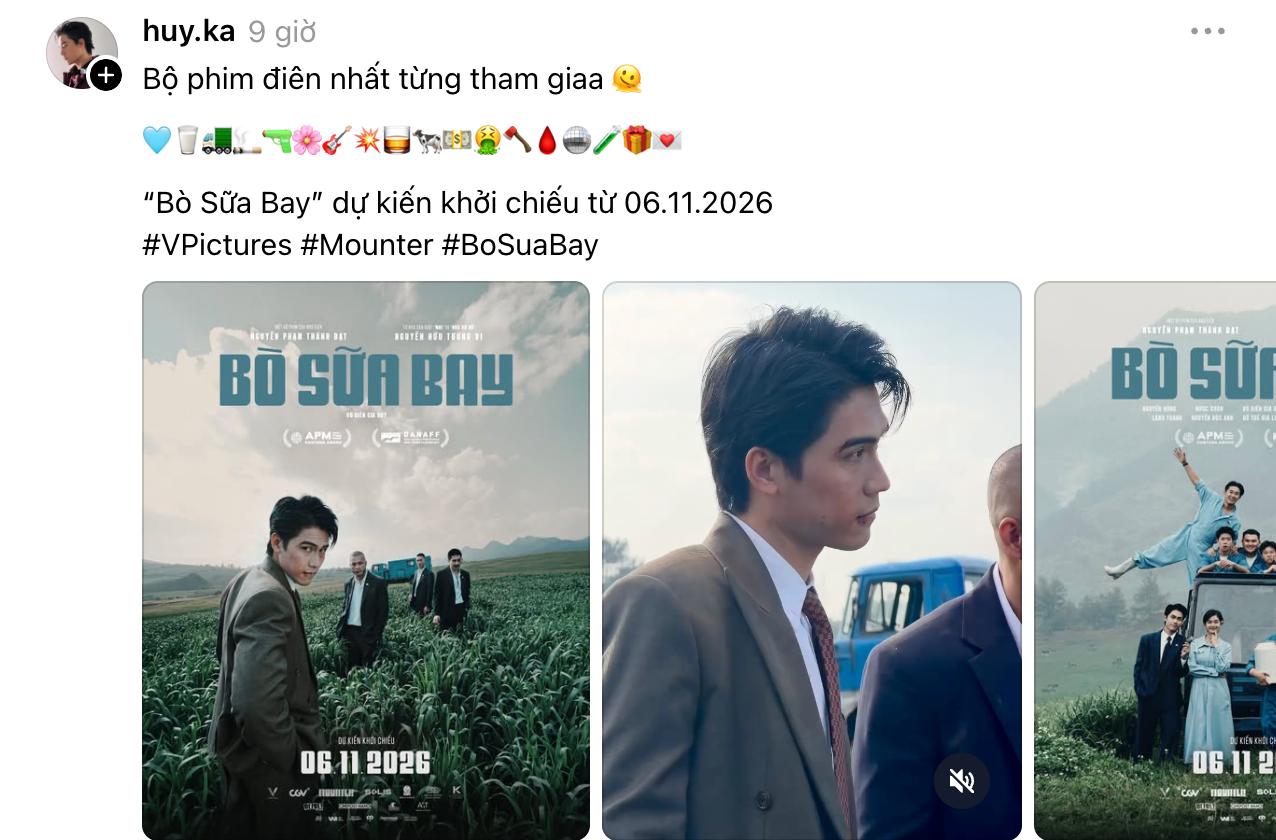 Nam diễn viên còn khẳng định, Bò Sữa Bay là bộ phim điên nhất anh từng tham gia trên Threads cá nhân