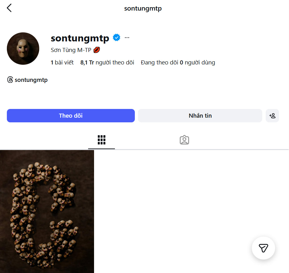 Instagram của Sơn Tùng M-TP hiện tại  (Ảnh cap màn hình)