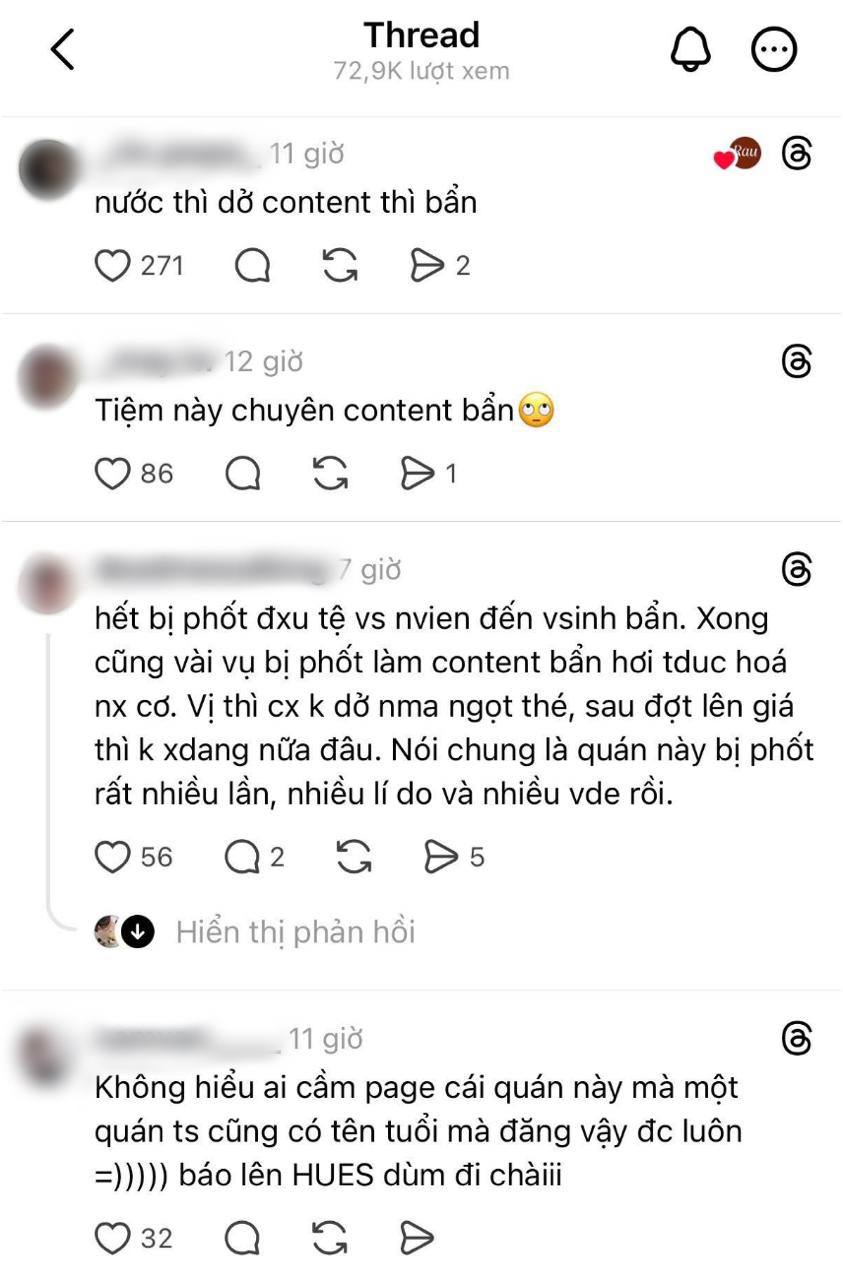 Thương hiệu này bị nhiều khách hàng chê chất lượng sản phẩm và dịch vụ