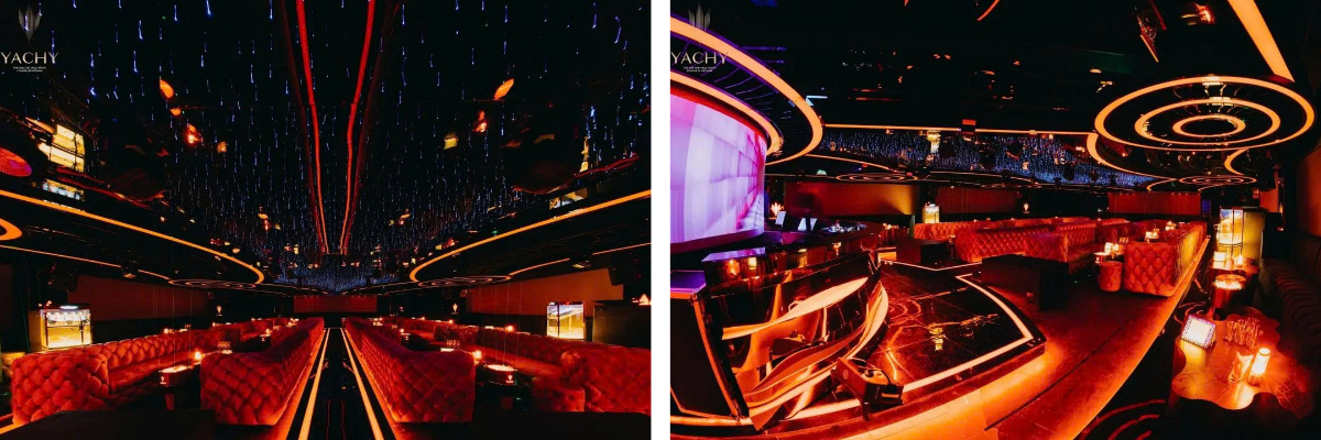 Yachy Club Lounge ược mô tả như một tổ hợp giải trí tái hiện không khí tiệc tùng xa xỉ theo phong cách quốc tế