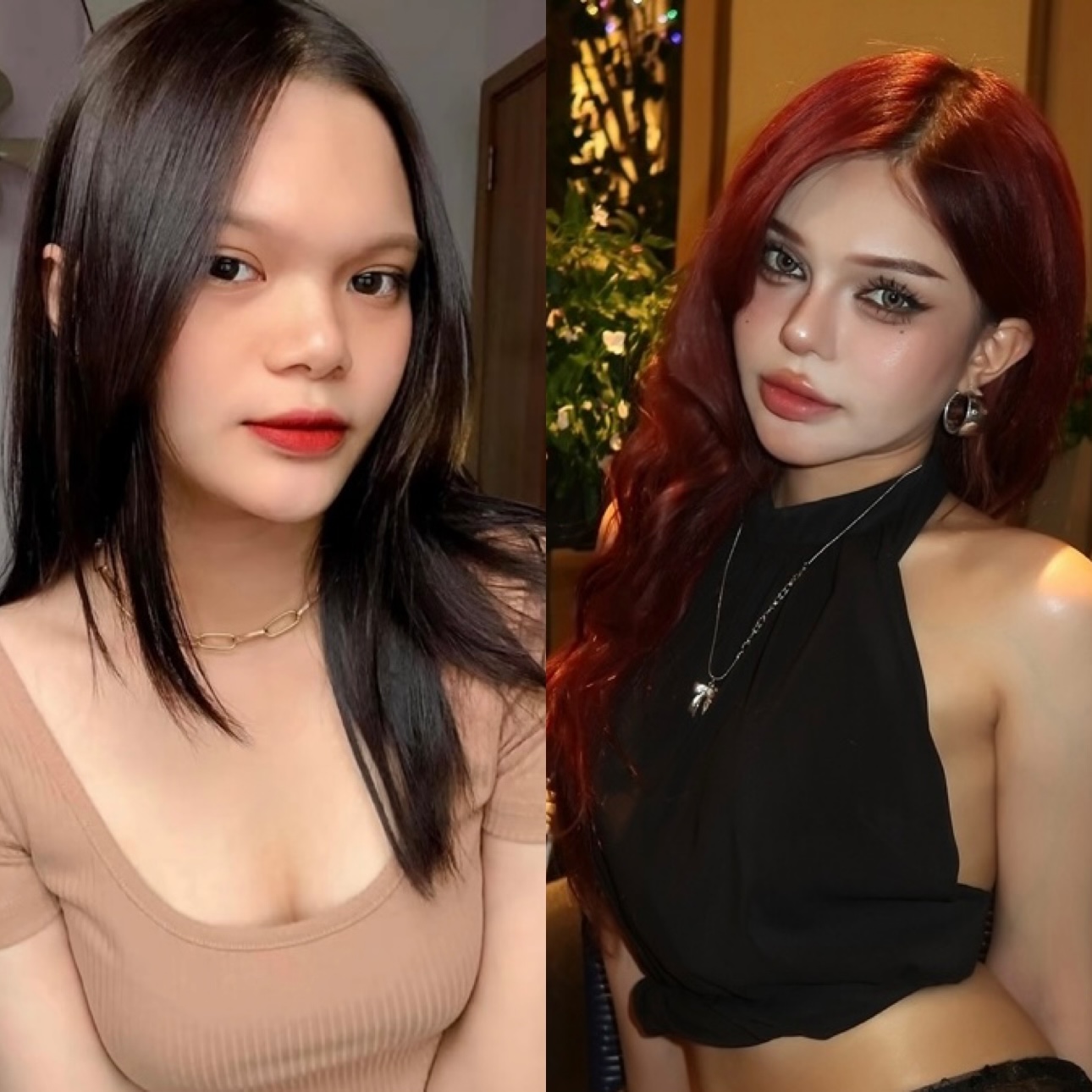Gương mặt Đan Thy trước - sau khi phẫu thuật thẩm mỹ.