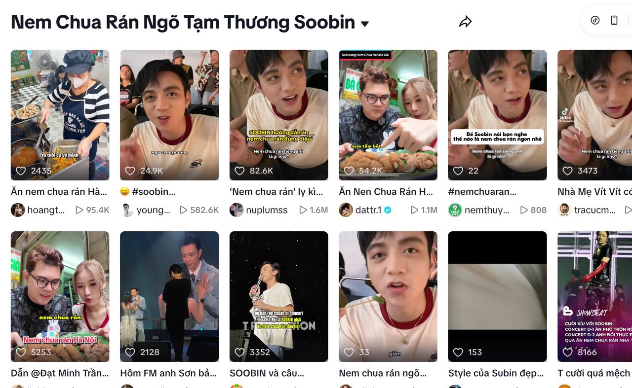 Hàng loạt bạn trẻ và các Tiktoker đi ăn nem chua rán Bà Già theo gợi ý của Soobin