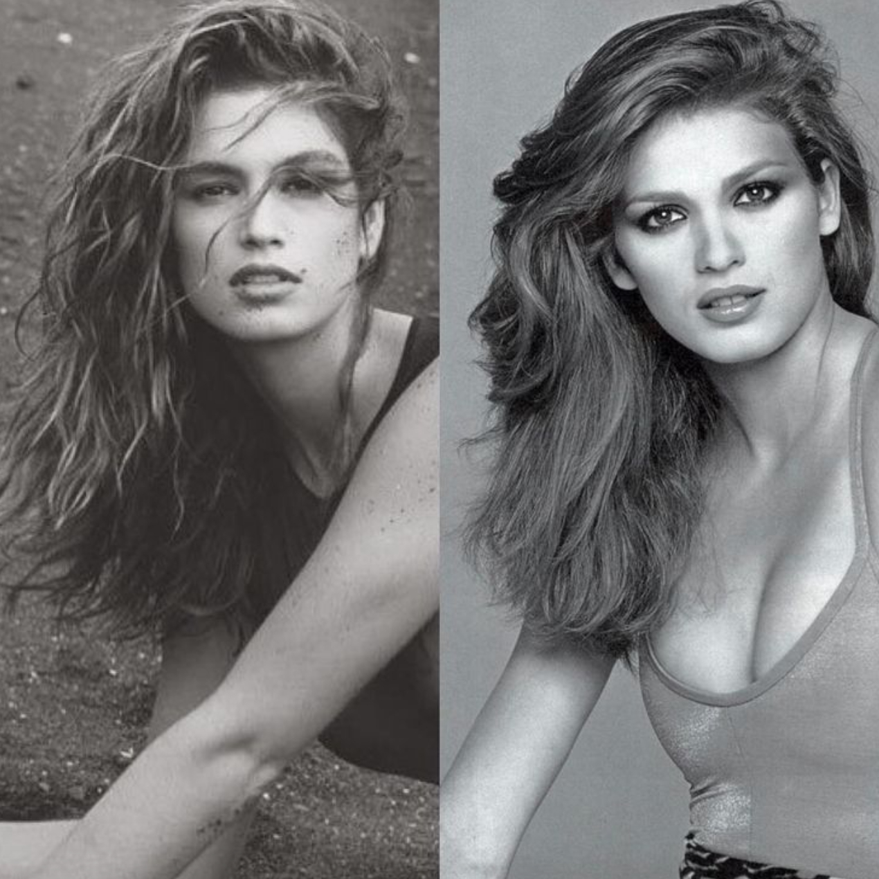 Nhiều người còn gọi Gia là tiền thân của thế hệ supermodel sau này, đặc biệt là Cindy Crawford, người từng được ví như “Baby Gia” vì có nhiều nét tương đồng về ngoại hình. Sau này, chính Cindy Crawford cũng đã từng chia sẻ rằng một nhiếp ảnh gia nổi tiếng đã nói thẳng với cô rằng anh ấy thích Cindy vì cô ấy có vẻ ngoài giống Gia. Cindy Crawford (trái) và Gia Carangi (phải).