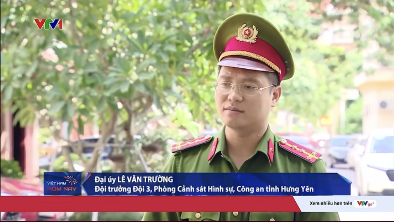 Đại uý Lê Văn Trường, Đội trưởng Đội 3, phòng Cảnh sát Hình sự, Công an tỉnh Hưng Yên (Ảnh: VTV1)