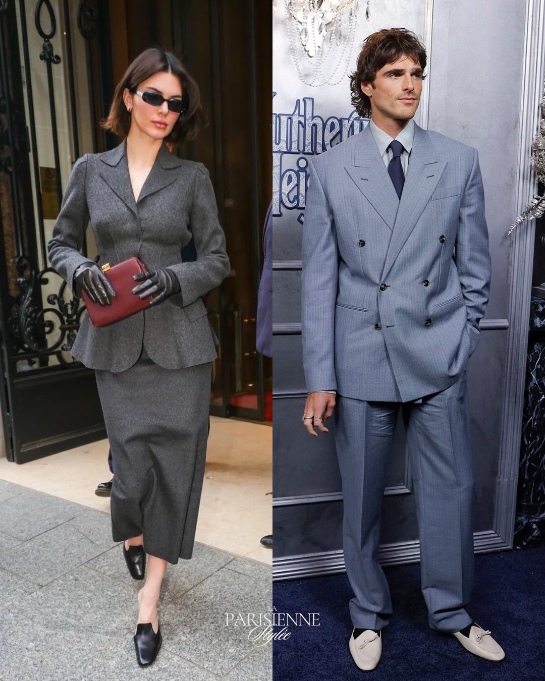 Bảng màu thời trang của Kendall Jenner và Jacob Elordi chủ yếu xoay quanh những gam basic như đen, trắng, navy, xám hay đỏ trầm, nhưng chính sự tối giản ấy lại tạo nên cảm giác sang trọng và cực kỳ đồng điệu. (Nguồn: Instagram)
