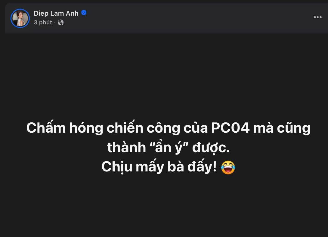 Trên trang cá nhân, Diệp Lâm Anh một lần nữa khẳng định bản thân chỉ tập trung vào thông tin từ cơ quan chức năng chứ không có ý gì khác. Ảnh: Chụp màn hình