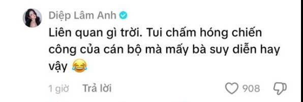 Diệp Lâm Anh lên tiếng đính chính khi bị cho rằng đang đá xéo tình cũ. Ảnh: Chụp màn hình