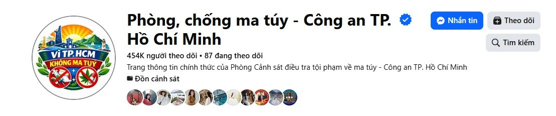 Khoảng 11h30 - tài khoản Phòng, chống ma túy - Công an TP. Hồ Chí Minh có 454.000 người theo dõi