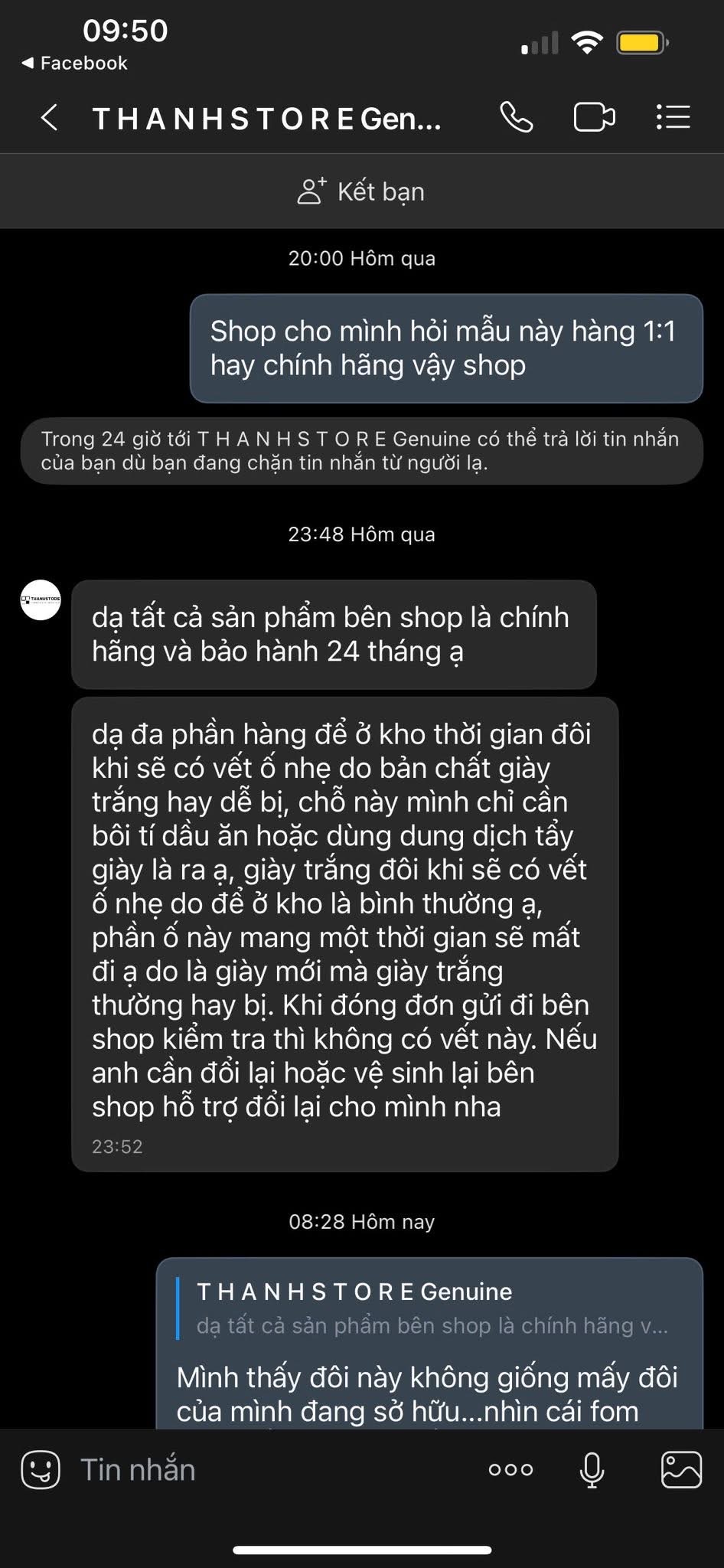 Tin nhắn trao đổi của các nạn nhân từng được chia sẻ trên hội nhóm về giày.