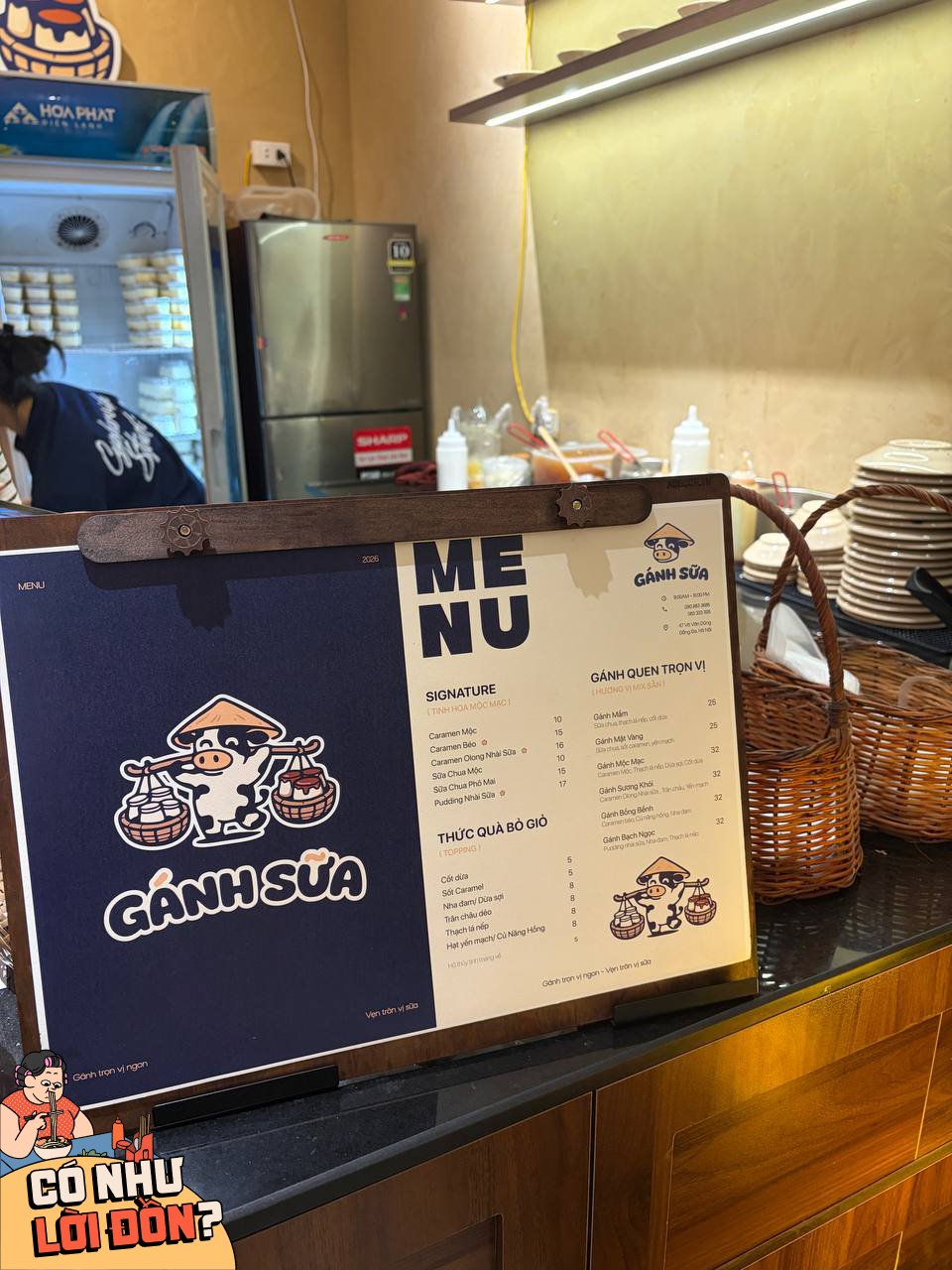 Menu tại đây khá đa dạng, được chia thành 3 phần chính: Signature, thức quà bỏ giỏ và gánh quen trọn vị