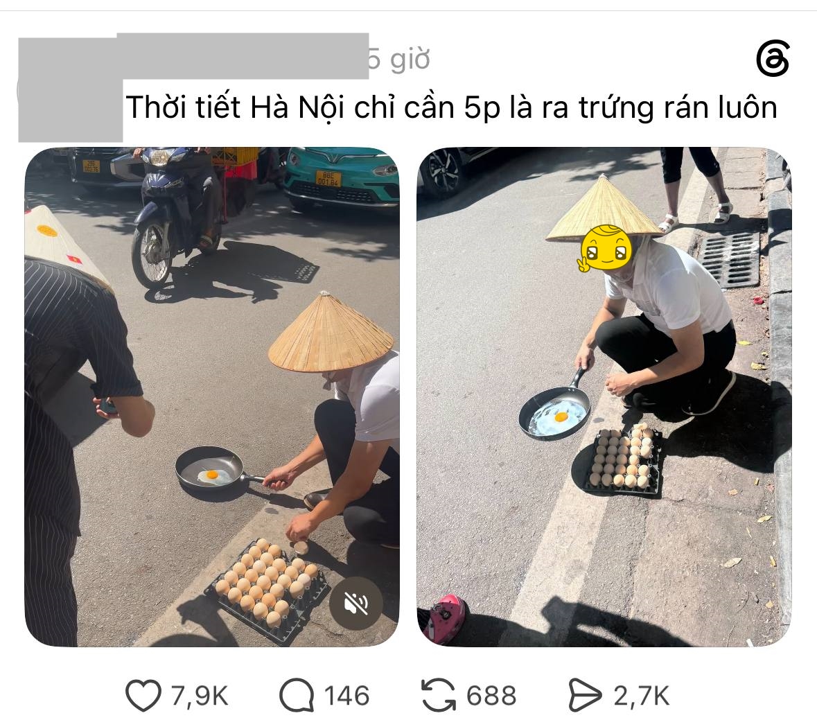 Thậm chí, một tài khoản còn quay clip mang chảo ra giữa đường để thử rán trứng dưới trời nắng gắt. Nguồn holidaytraver68