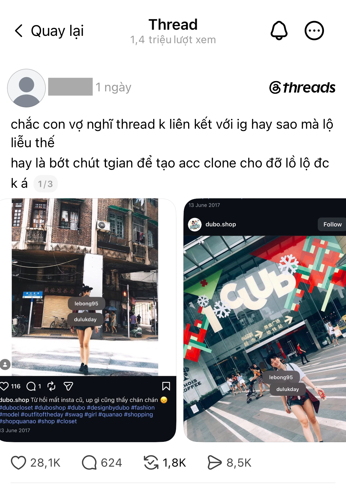 Bài đăng liên quan đến Lê Bống có 1,4 triệu lượt xem