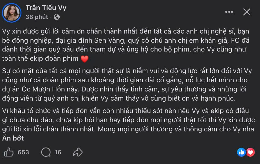 Tiểu Vy có bài đăng mới sau khi bị chỉ trích nhưng không nhắc tới lùm xùm đang bủa vây. Ảnh: FBNV