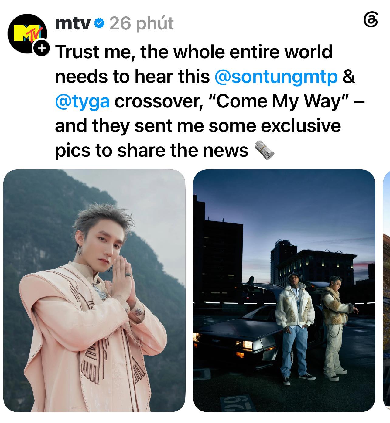 Kênh MTV sở hữu 2,5 triệu người theo dõi chia sẻ về MV hợp tác giữa Sơn Tùng M-TP - Tyga và khẳng định “cả thế giới phải thưởng thức”