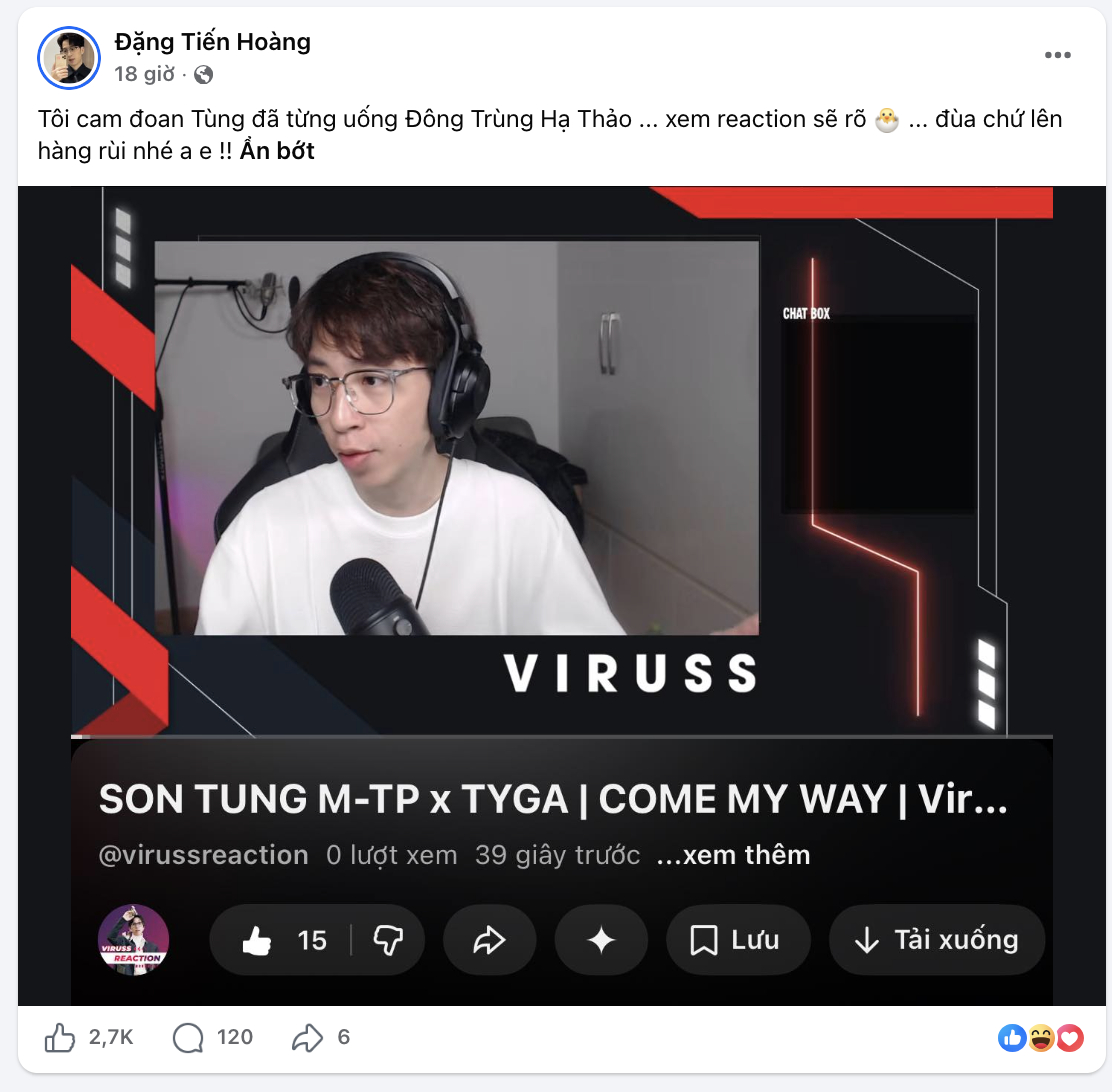 Trước đó ViruSs đã đăng tải video reaction MV Come My Way