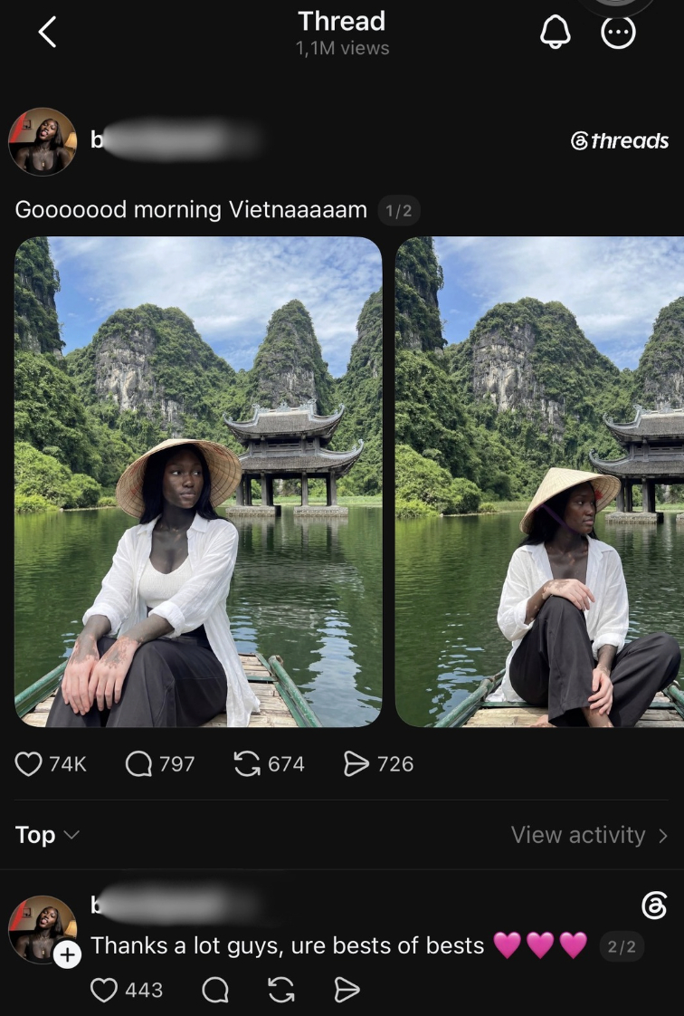 Nữ du khách da màu 