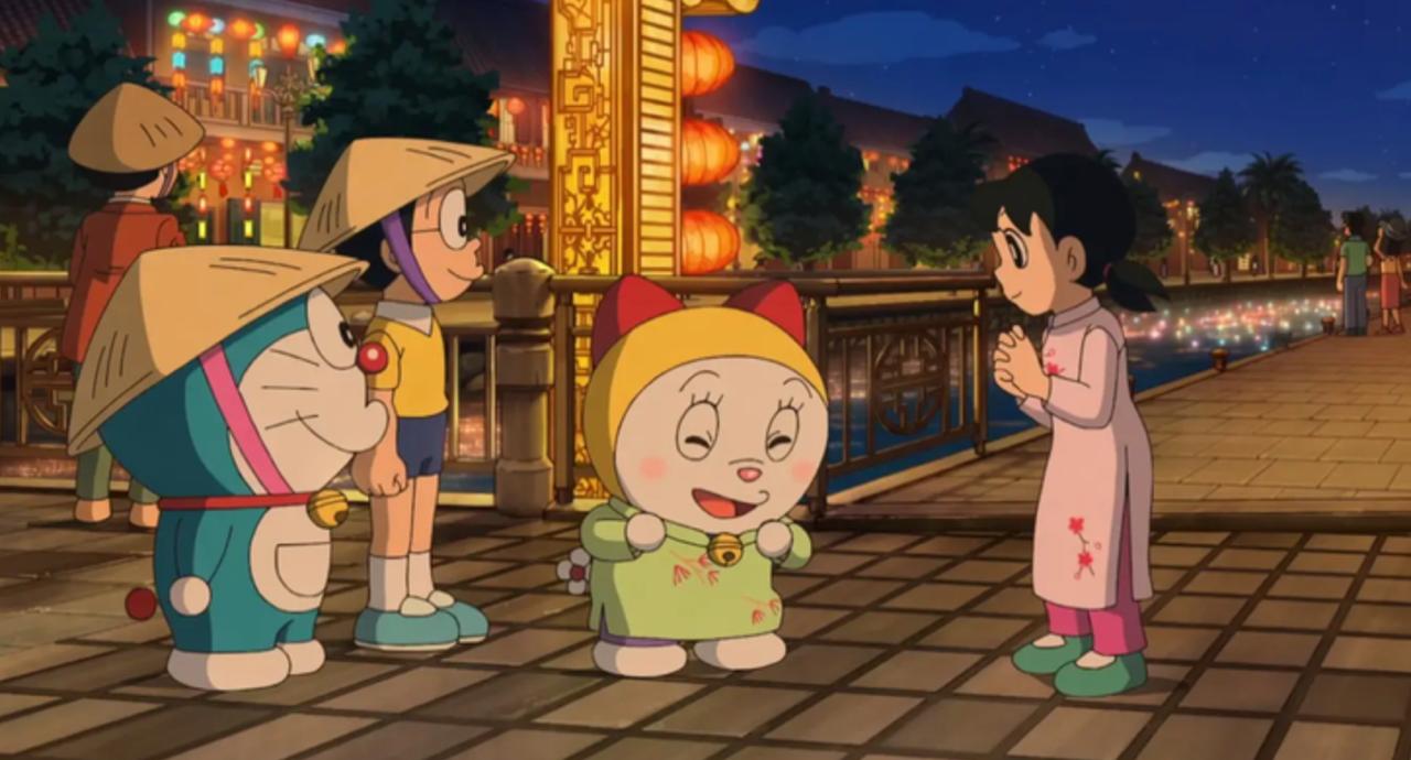 Đưa cảnh Nobita ngồi ghế nhựa ăn cơm tấm lên phim, ê-kíp Doraemon hé lộ nguyên nhân viết sai tên đặc sản Việt