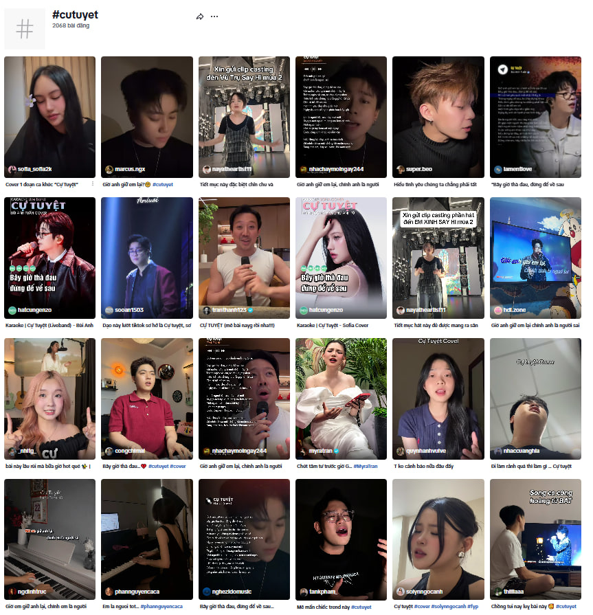 Cự Tuyệt của Hồ Ngọc hà đang nên trào lưu cover trên TikTok