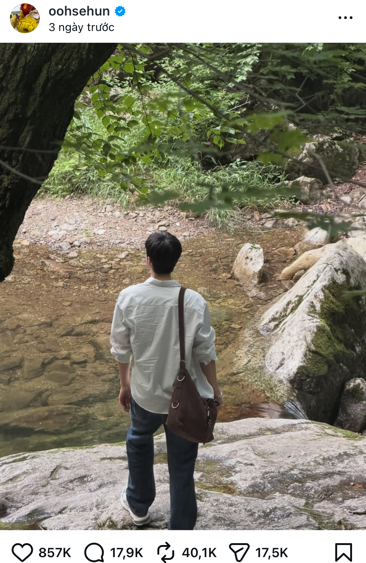 Bức ảnh do chính Oh Sehun đăng tải trên MXH Instagram.